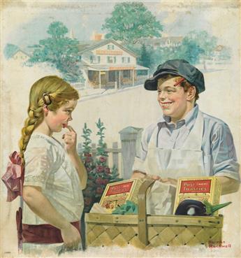 NORMAN ROCKWELL (1894-1978). POST TOASTIES. Circa 1920. Two-sheet advertisement. Each approximately 21x20 inches, 54x52 cm.